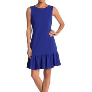 Betsey Johnson Drop Waist Ruffle Dress Size 4 Cobalt Blue Tennis Prep
